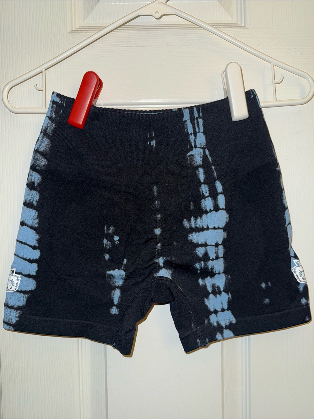 Darc Sport Black & Light Blue Tie-Dye Athletic Bike Shorts